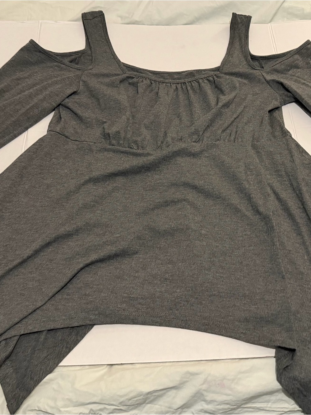#103 2XL Gray Cold-Shoulder Women's Top